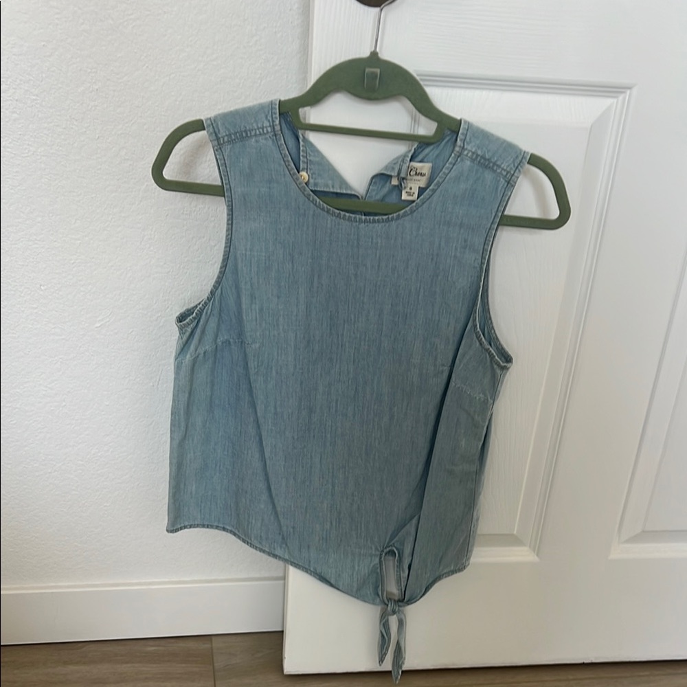 Light Blue Sleeveless Denim Top
